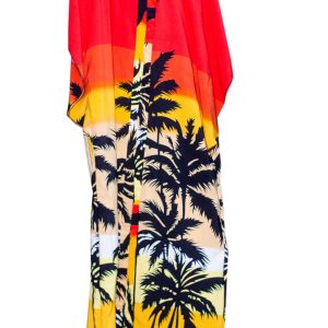 Tropical Sunset Kaftan Dress – Palm Tree Beach Cover-Up