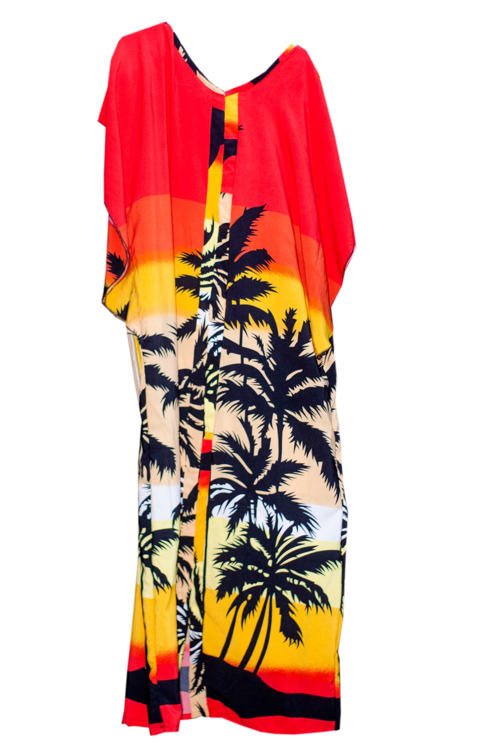 Tropical Sunset Kaftan Dress – Palm Tree Beach Cover-Up