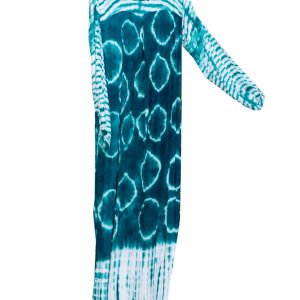 Teal Tie-Dye Maxi Kaftan Dress – Handmade Boho Long Sleeve Tunic