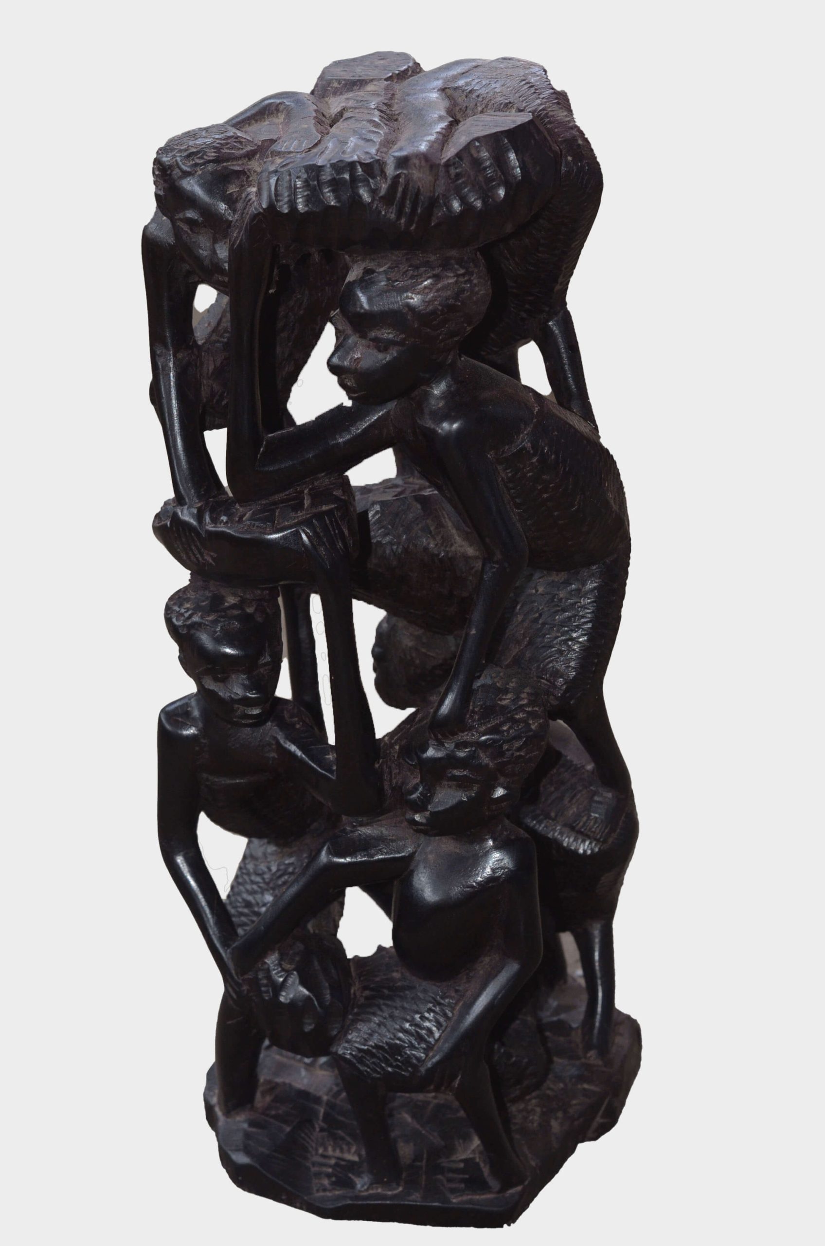 Hand-Carved African Tribal Wooden Sculpture – Family Circle Figurine