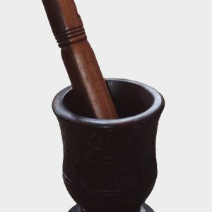 Hand Carved Wooden Mortar and Pestle Set – Traditional Wooden Spice Grinder