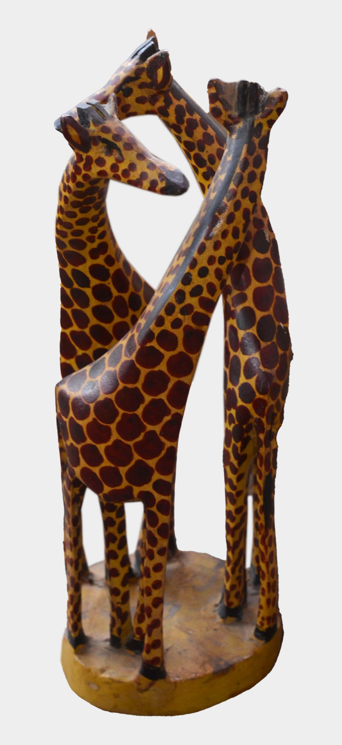 Handcrafted Wooden Giraffe Couple Sculpture – African Style Decorative Figurine