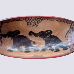 Hand-Painted African Elephant Wooden Bowl – Decorative Safari Serving Bowl