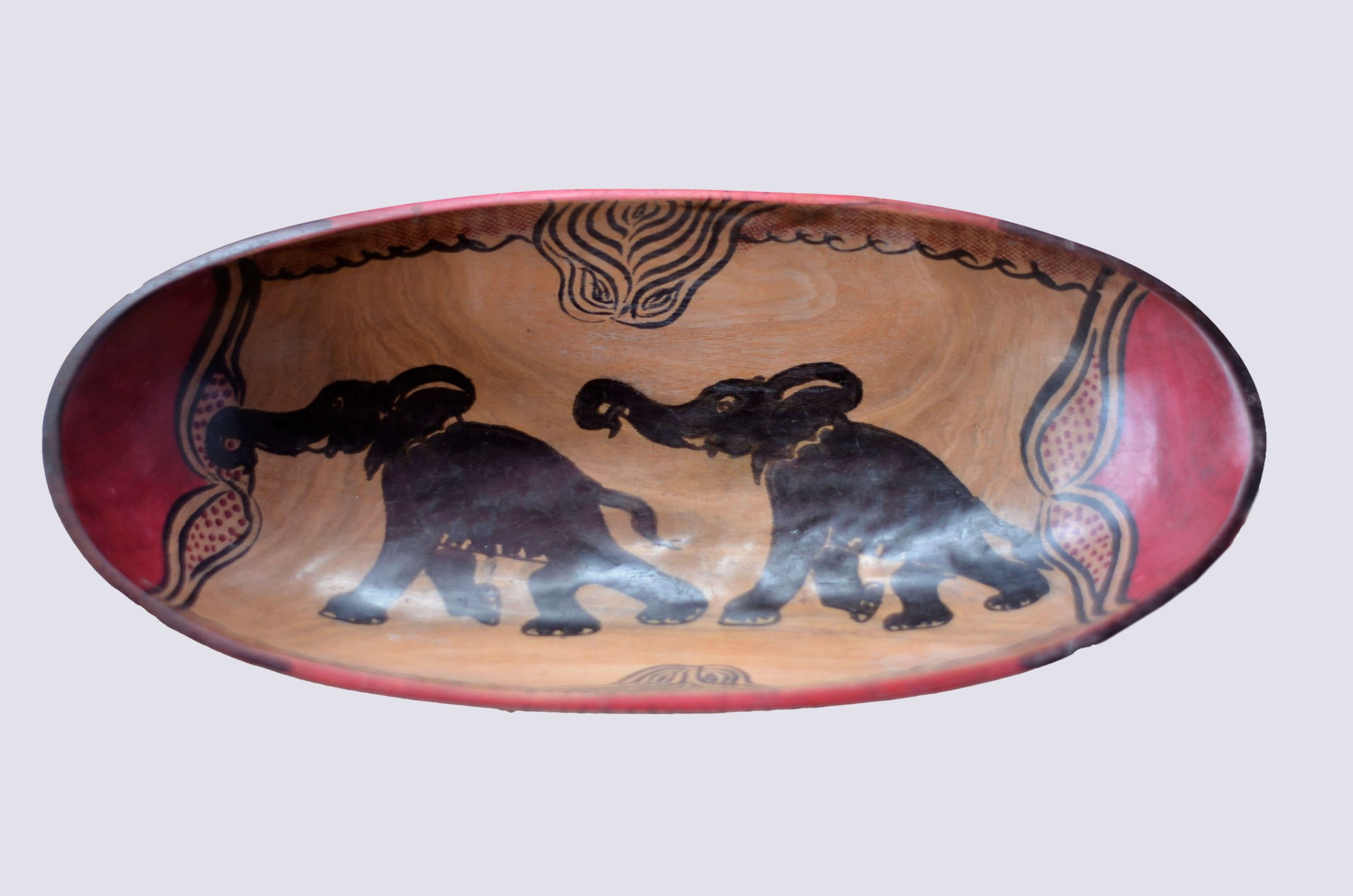 Hand-Painted African Elephant Wooden Bowl – Decorative Safari Serving Bowl