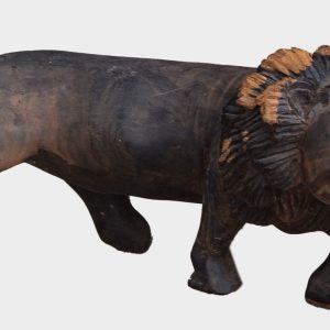 Handcrafted Wooden Lion Sculpture – Tribal Animal Carving Home Decor