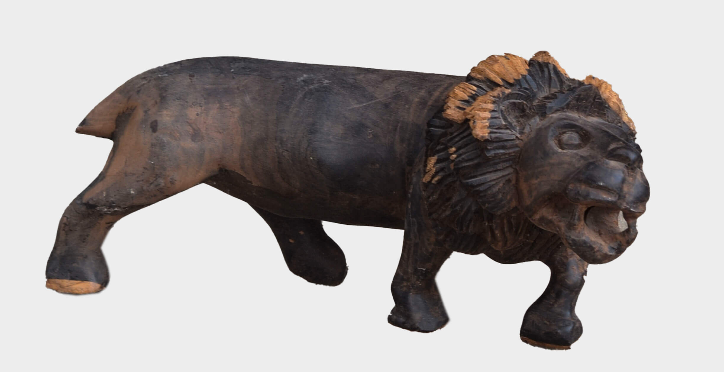 Handcrafted Wooden Lion Sculpture – Tribal Animal Carving Home Decor