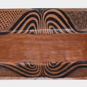 Handcrafted Wooden Tribal Pattern Tray – Decorative Ethnic Art Bowl