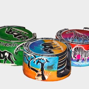 African Safari Animal Coaster Set – Handcrafted Tanzania Wildlife Drink Coasters