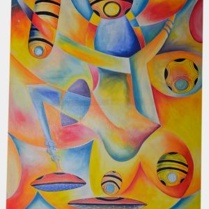 Colorful Abstract Geometric Canvas Art – Modern Surreal Wall Painting