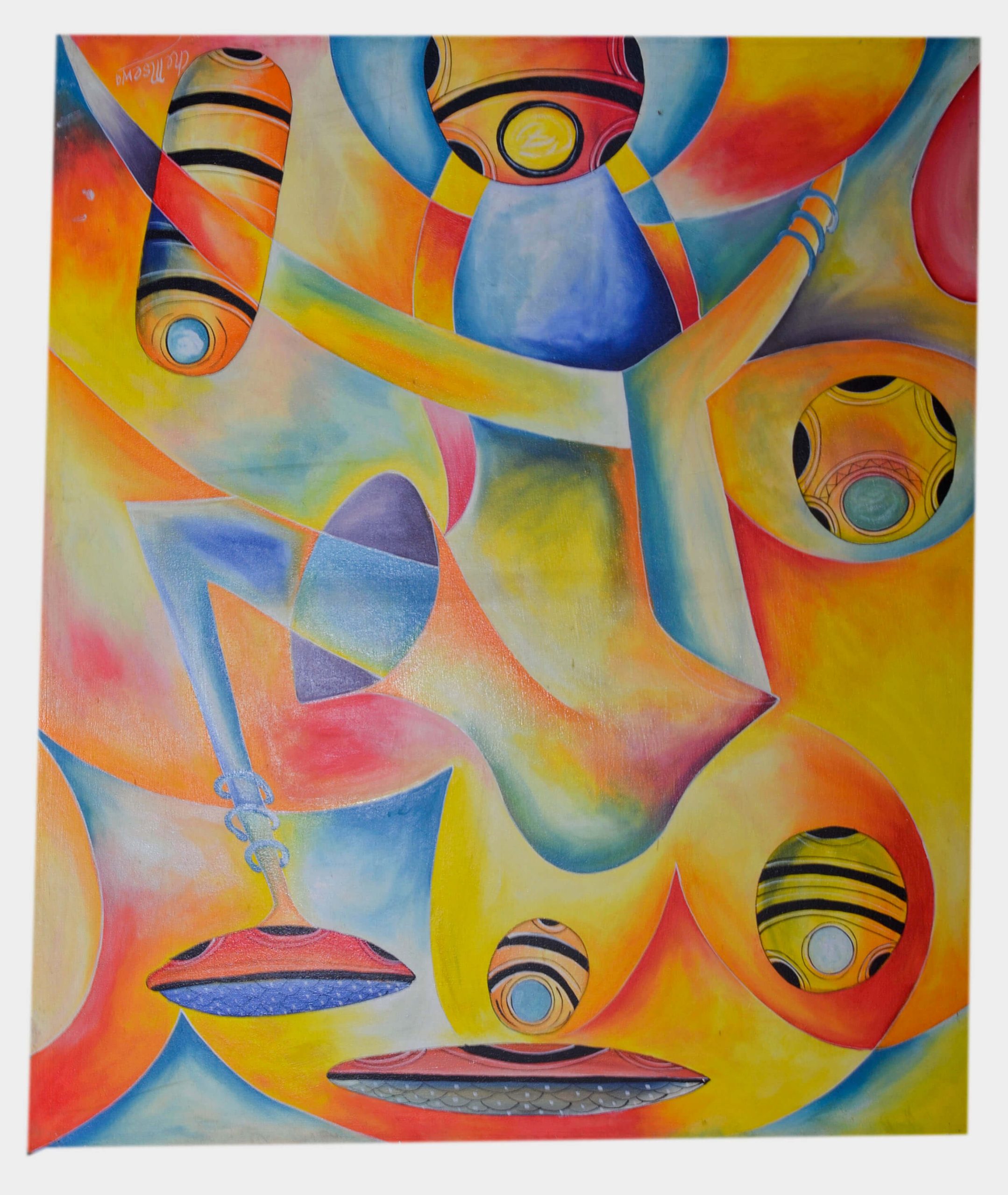 Colorful Abstract Geometric Canvas Art – Modern Surreal Wall Painting