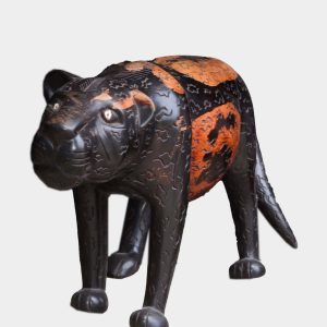 Handcrafted Wooden Tiger Sculpture – Tribal Wildlife Decorative Figurine