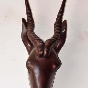 Hand-Carved Wooden Antelope Head Wall Sculpture – African Safari Animal Wall Décor