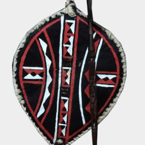 African Tribal Shield and Spear Wall Decoration – Handcrafted Safari Warrior Wall Décor