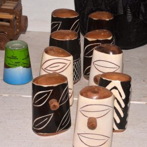 Hand-Carved African Bone Spice Container Set – Tribal Storage Box Set