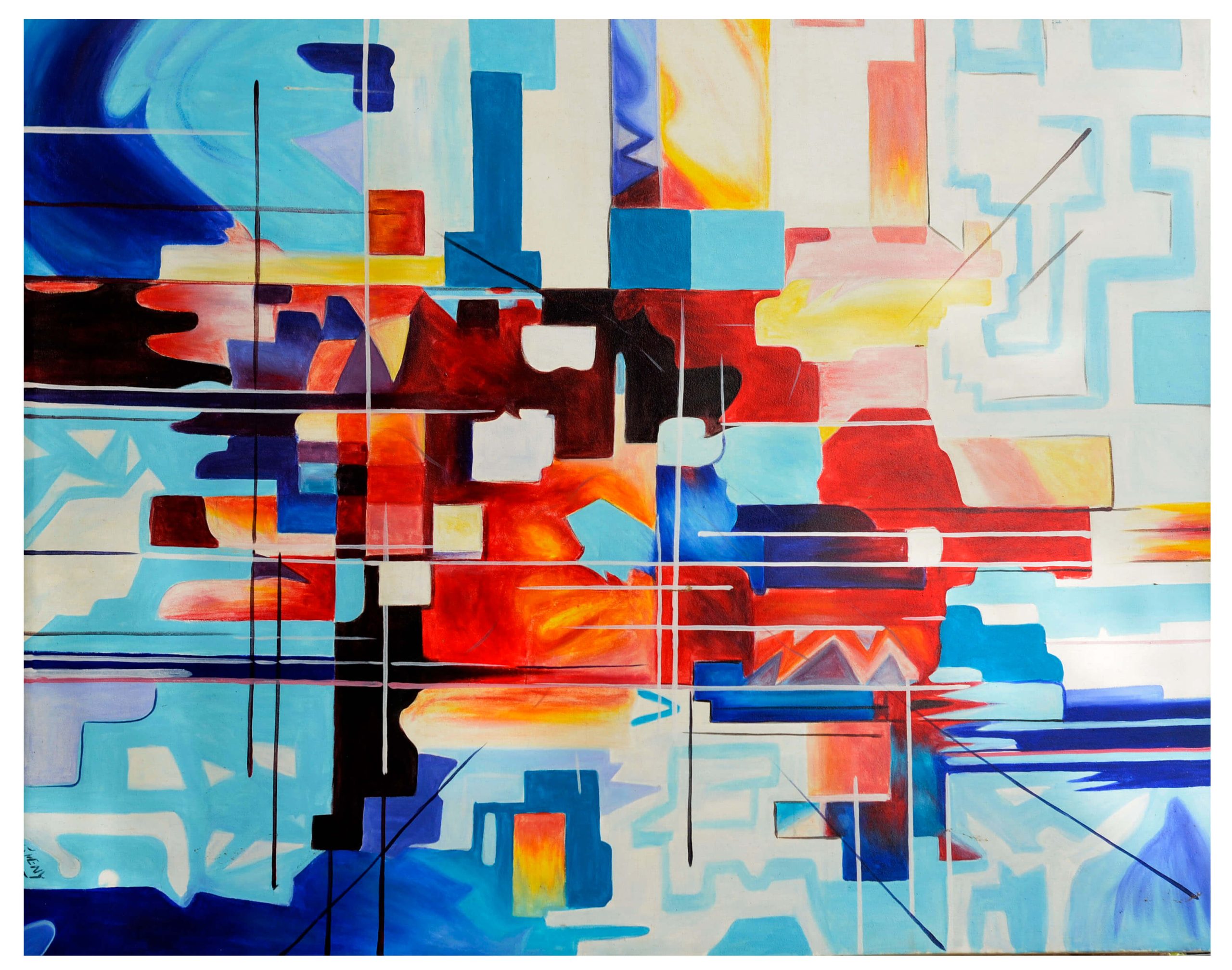 Colorful Geometric Abstract Painting – Modern Contemporary Wall Art