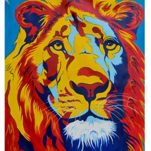Colorful Lion Pop Art Painting – Bold Modern Animal Wall Art