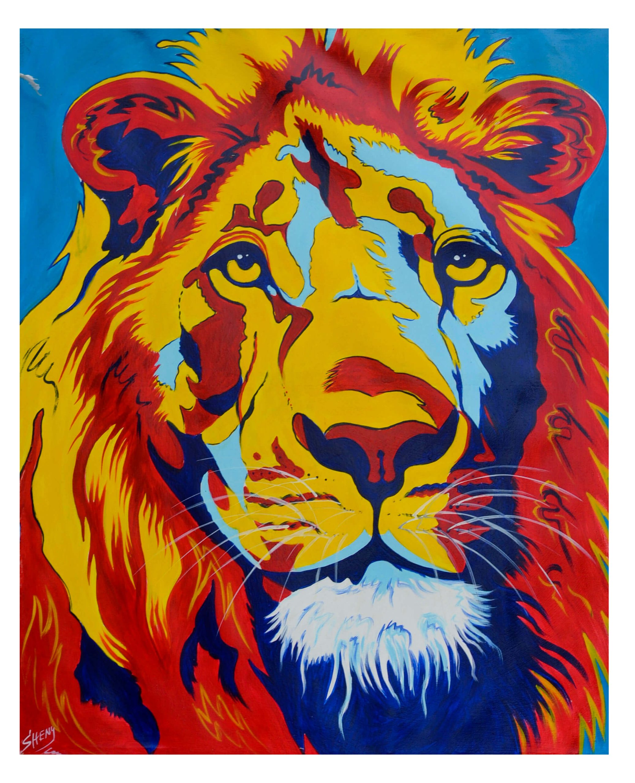 Colorful Lion Pop Art Painting – Bold Modern Animal Wall Art