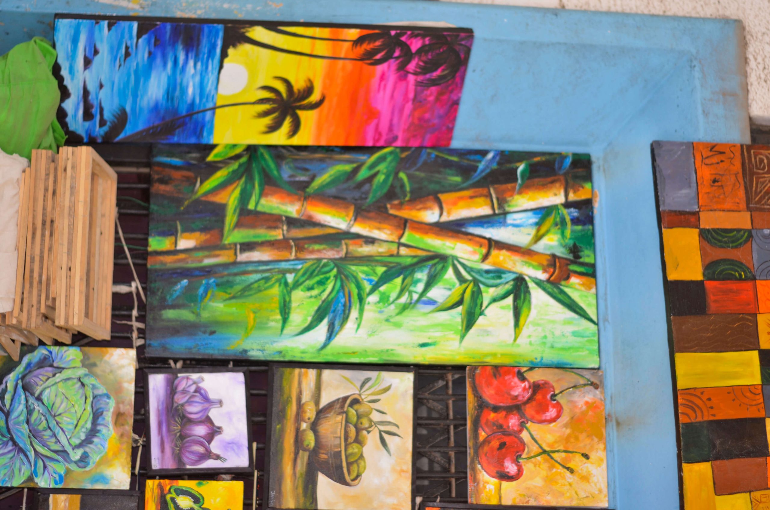 Tropical Bamboo Landscape Painting – Modern Nature Wall Art