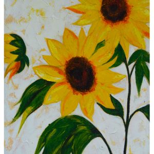 Sunflower Floral Painting – Bright Yellow Botanical Wall Art