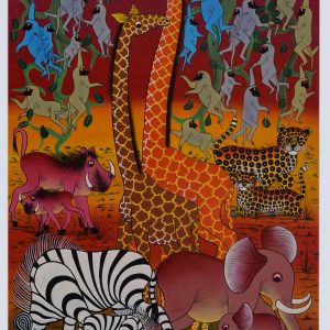 African Safari Animals Painting – Colorful Wildlife Jungle Wall Art