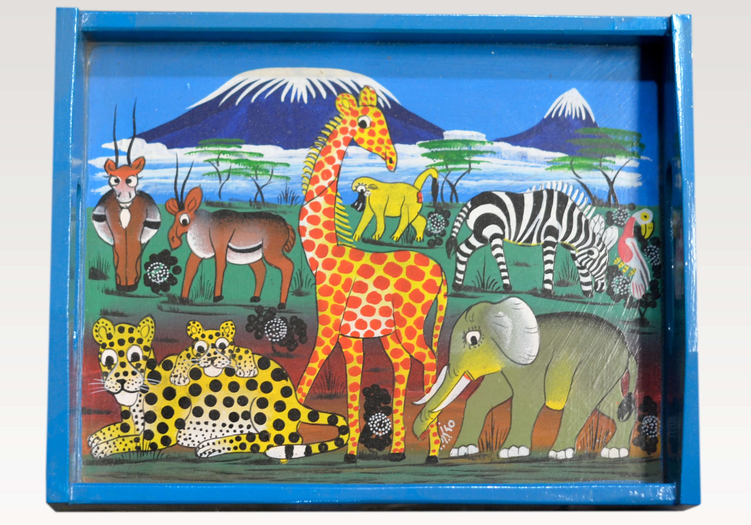 African Elephant Folk Art Decorative Tray – Colorful Wildlife Serving Tray - Image 4