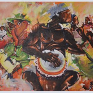 African Drum Dance Painting – Vibrant Cultural Music Canvas Wall Art