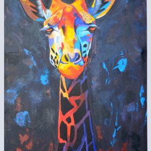 Colorful Giraffe Painting – African Wildlife Giraffe Wall Art
