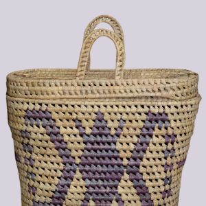 Handwoven African Palm Basket with Lid – Natural Tribal Storage & Market Basket