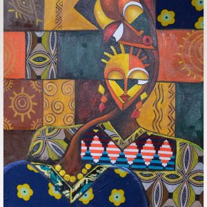 African Tribal Portrait Painting – Colorful Ethnic Pattern Wall Art