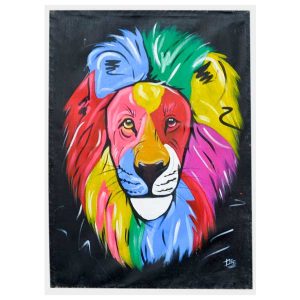 Rainbow Pop Art Lion Wall Art Canvas