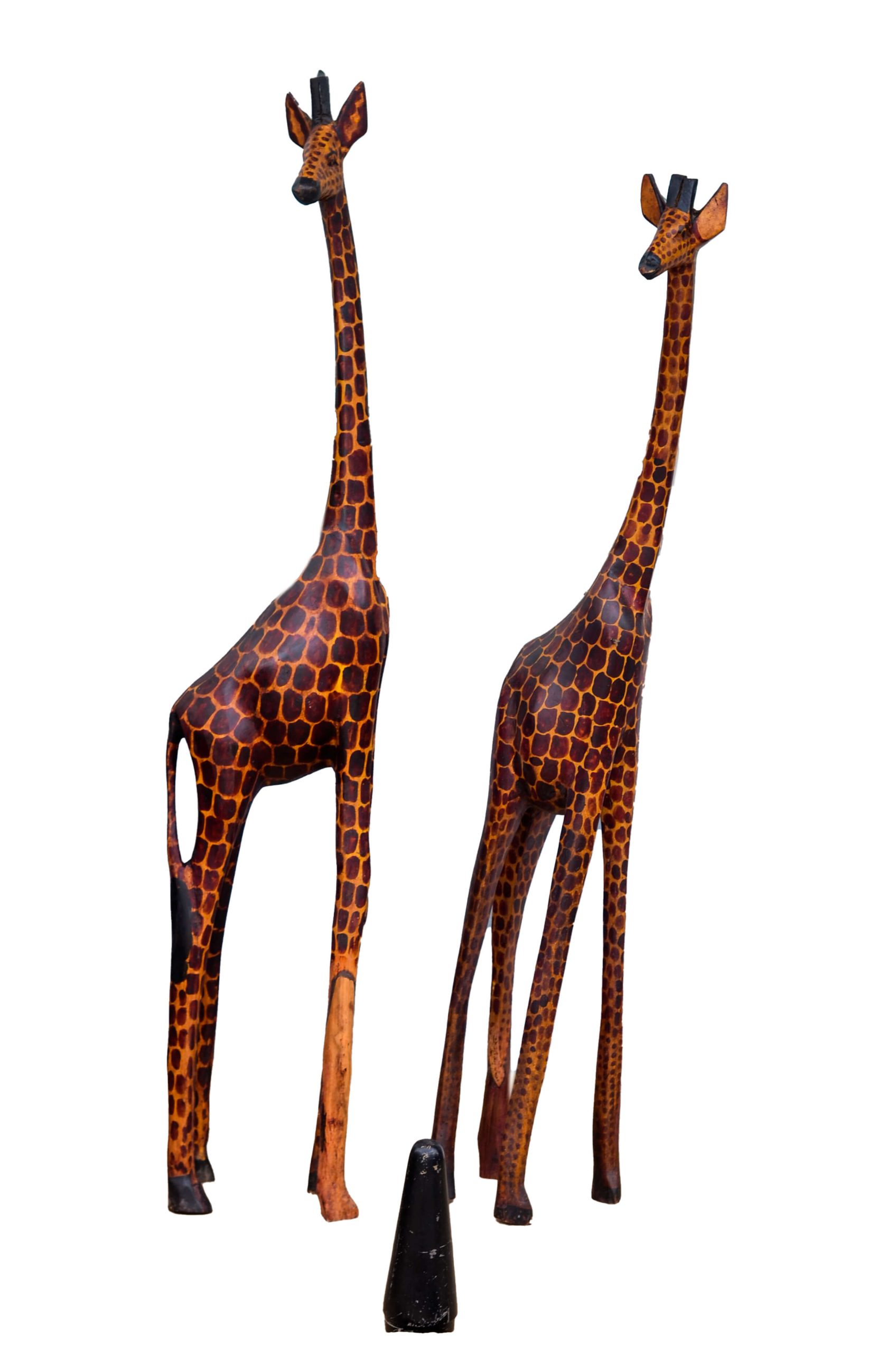 Handcrafted Wooden Giraffe Sculptures – African Safari Animal Décor Set