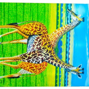African Giraffe Painting – Colorful Savannah Wildlife Wall Art