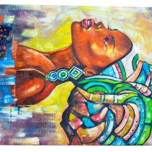 African Woman Portrait Painting – Colorful Tribal Woman Wall Art