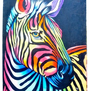Colorful Zebra Painting – African Wildlife Zebra Wall Art