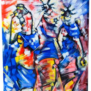 African Women Dance Painting – Colorful Tribal Dance Wall Art