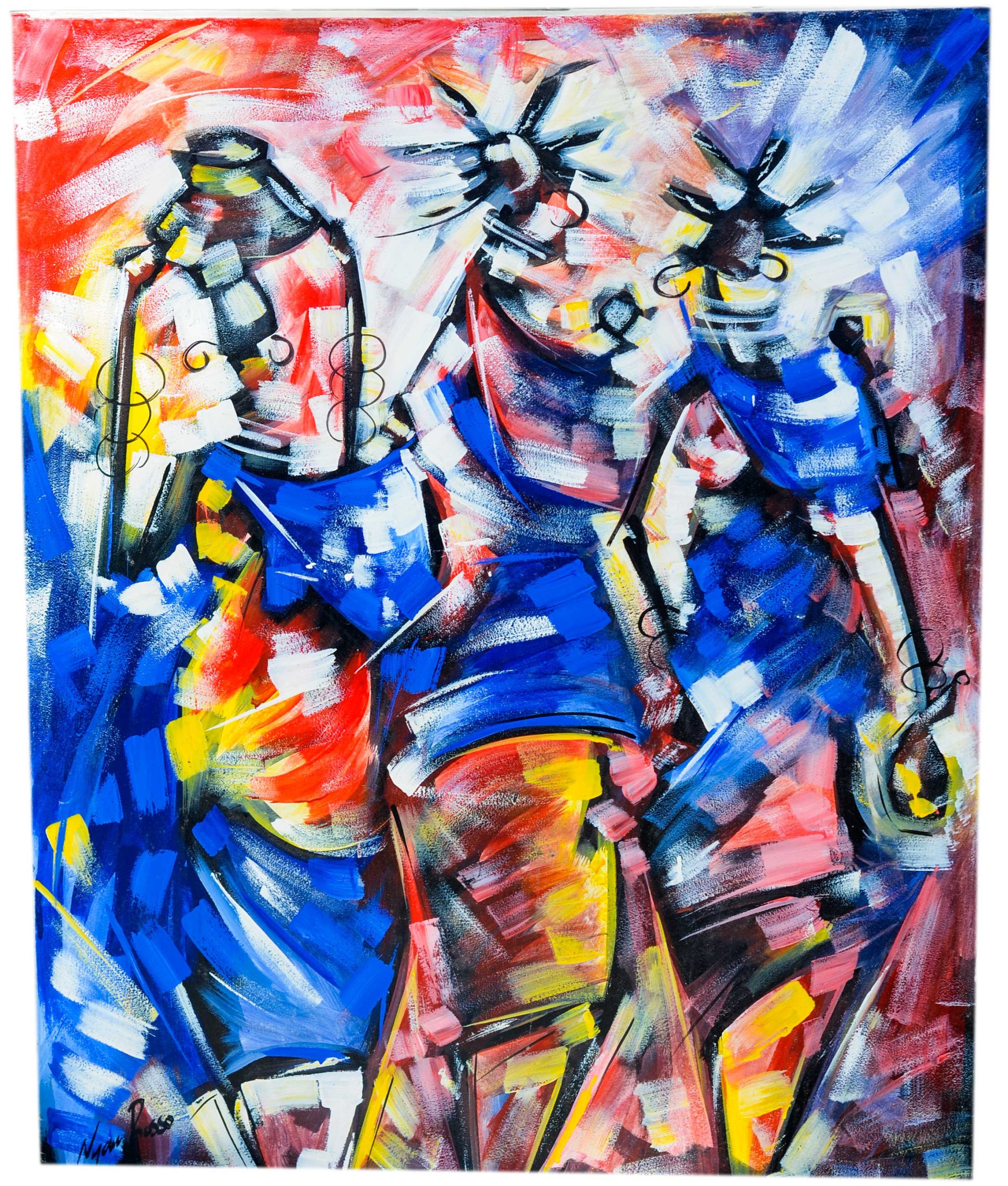 African Women Dance Painting – Colorful Tribal Dance Wall Art