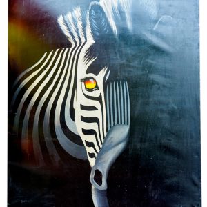 Abstract Zebra Portrait Painting – Modern Wildlife Canvas Wall Art