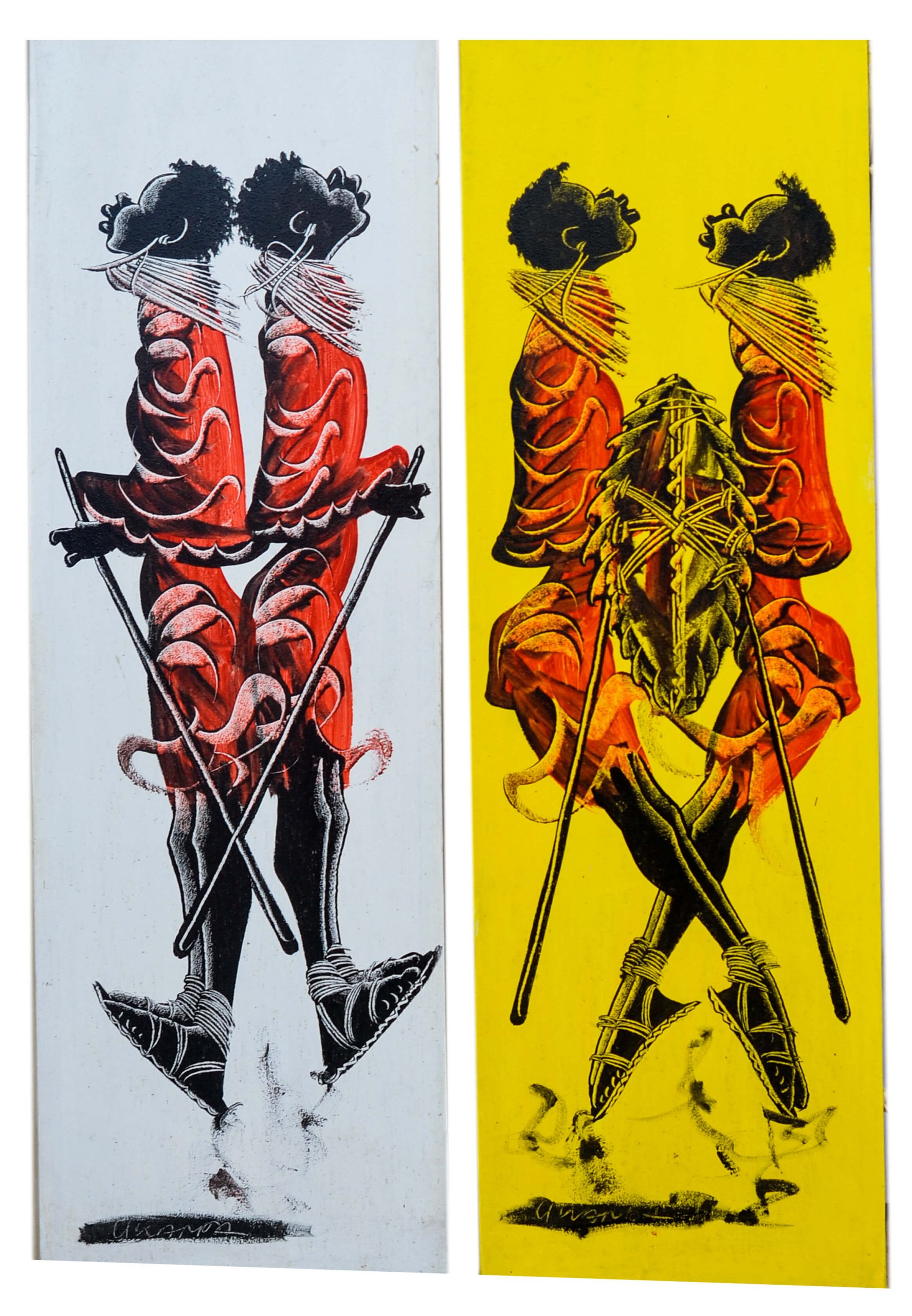 African Tribal Warriors Painting – Maasai Culture Wall Art Canvas Print