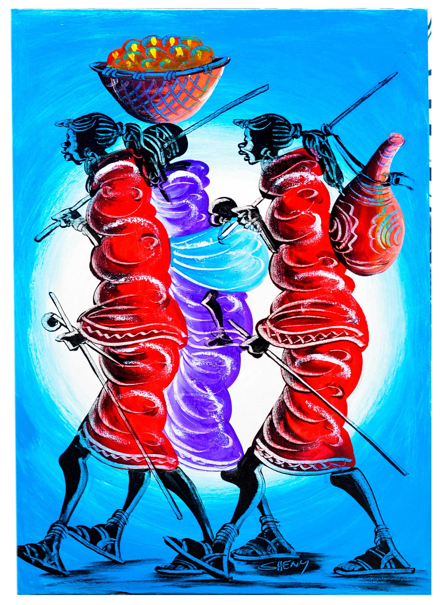 African Tribal Women Painting – Colorful African Culture Wall Art