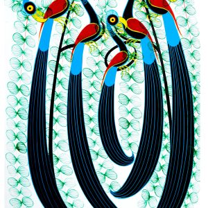 Modern African Bird Painting – Stylized Crane Canvas Wall Art