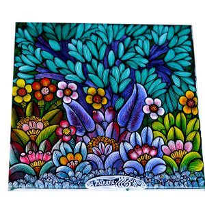 Vibrant Floral Garden Folk Art Painting – Colorful Botanical Canvas Wall Art