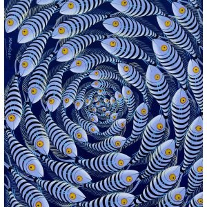 African Fish Pattern Painting – Tribal Ocean Fish Wall Art