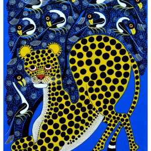 African Safari Wildlife Painting – Elephant, Zebra & Giraffe Savanna Wall Art