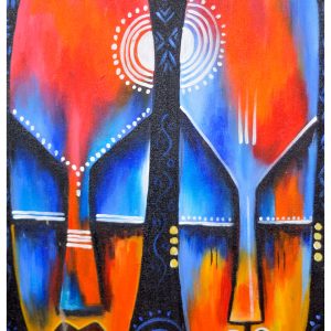 Abstract African Mask Painting – Colorful Tribal Face Canvas Wall Art